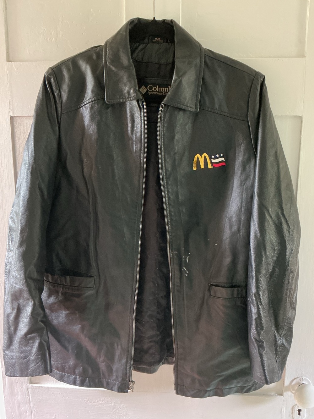 00’s OOAK McDonalds Columbia leather jacket, medium